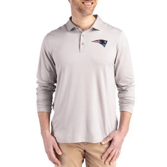 Men's Cutter & Buck Gray New England Patriots Coastline Epic Comfort Eco Recycled Polo