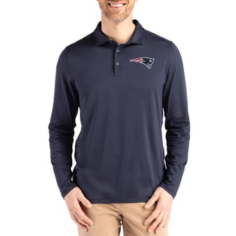 Men's Cutter & Buck Navy New England Patriots Coastline Epic Comfort Eco Recycled Polo