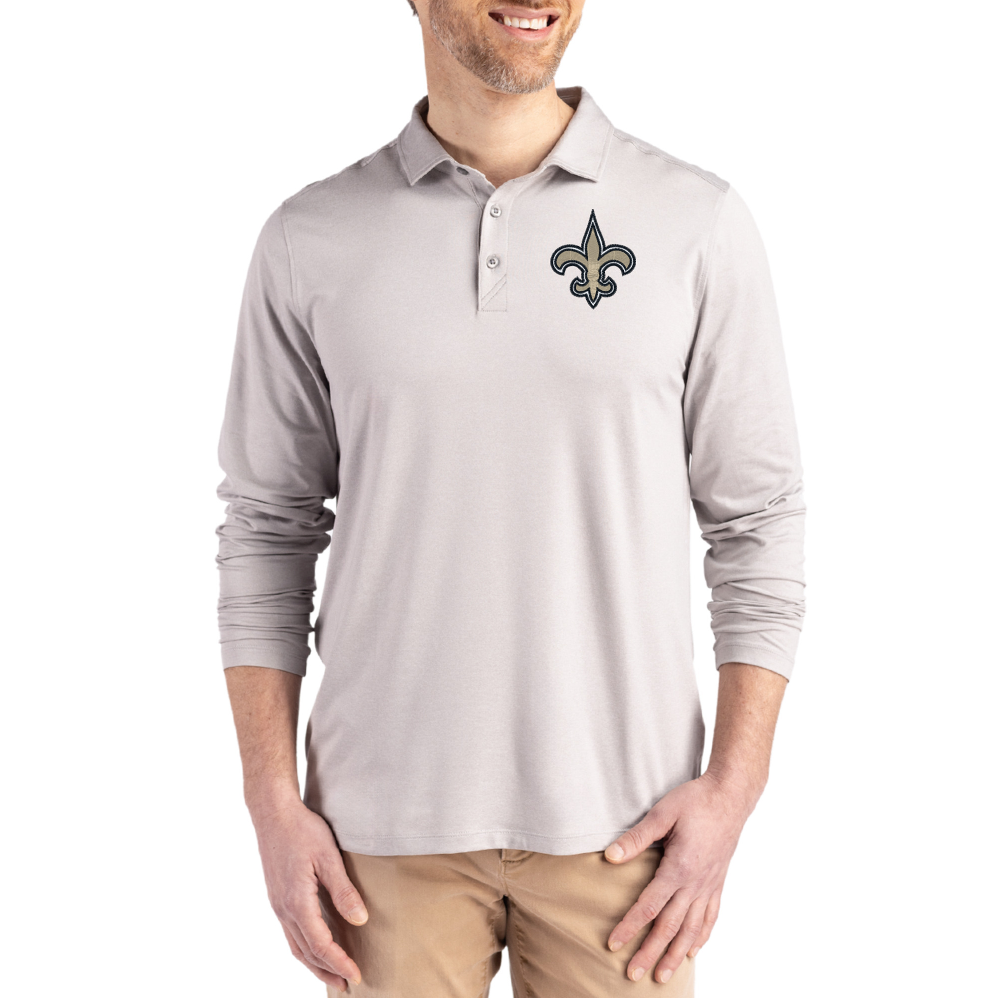 Men's Cutter & Buck Gray New Orleans Saints Coastline Epic Comfort Eco Recycled Polo