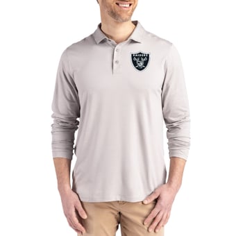 Men's Cutter & Buck Gray Las Vegas Raiders Coastline Epic Comfort Eco Recycled Polo