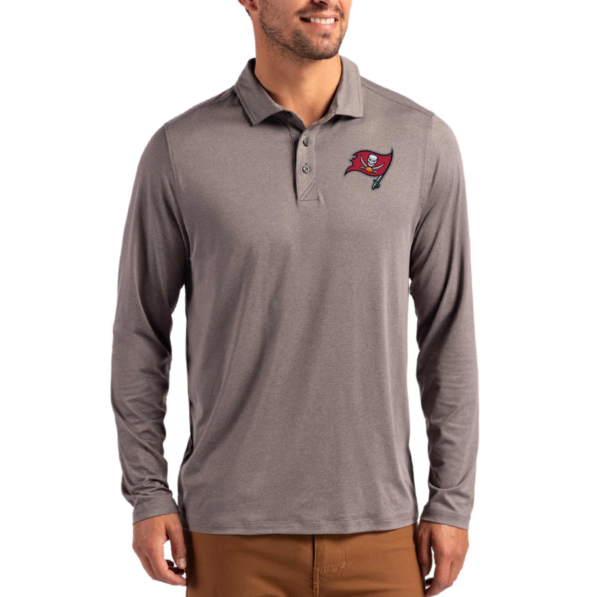 Men’s Cutter & Buck Charcoal Tampa Bay Buccaneers Coastline Epic Comfort Eco Recycled Polo Men’s Cutter & Buck Charcoal Tampa Bay Buccaneers Coastline Epic Comfort Eco Recycled Polo
