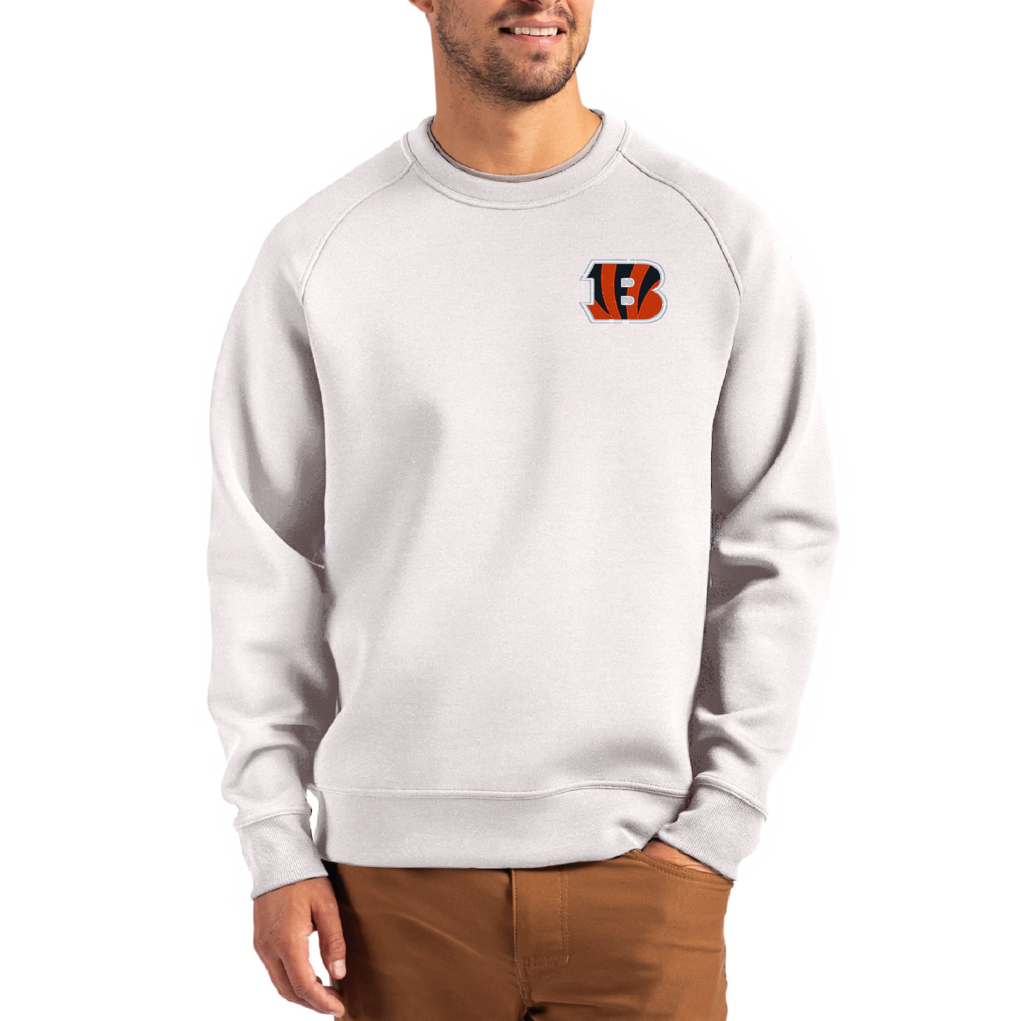 Men’s Cutter & Buck Gray Cincinnati Bengals Primary Logo Roam Recycled Raglan Pullover Sweatshirt Men’s Cutter & Buck Gray Cincinnati Bengals Primary Logo Roam Recycled Raglan Pullover Sweatshirt
