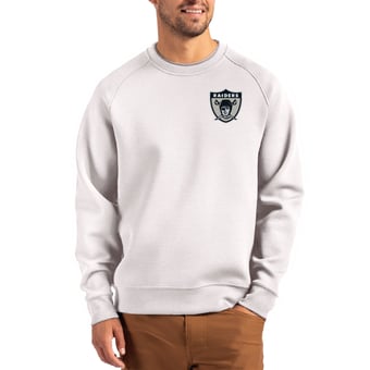 Men's Cutter & Buck Gray Las Vegas Raiders Throwback Roam Recycled Raglan Pullover Sweatshirt