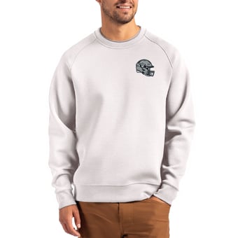 Men's Cutter & Buck Gray Las Vegas Raiders Helmet Roam Recycled Raglan Pullover Sweatshirt