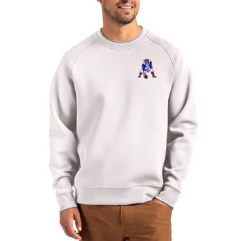 Men's Cutter & Buck Gray New England Patriots Throwback Roam Recycled Raglan Pullover Sweatshirt