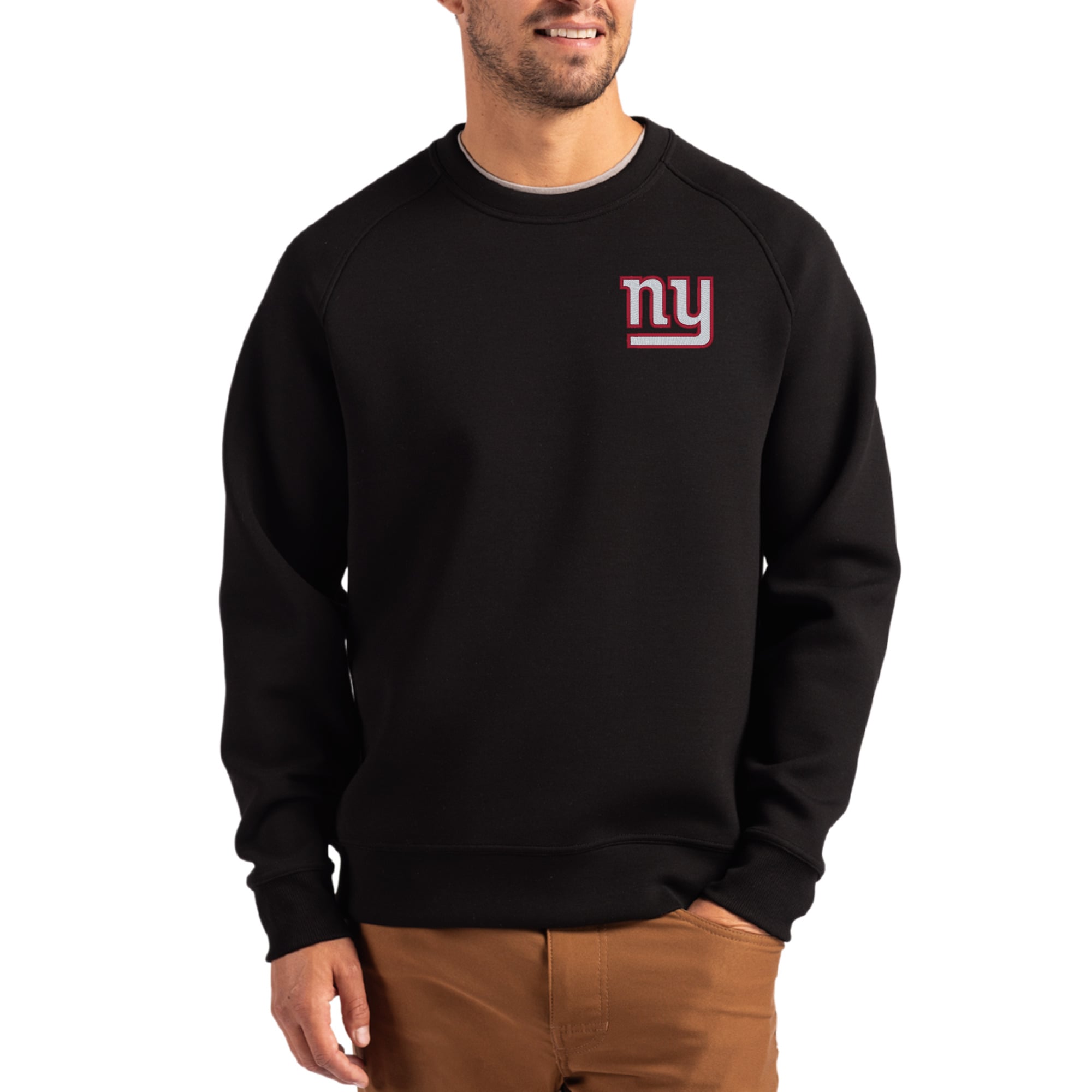 Men’s Cutter & Buck Black New York Giants Primary Logo Roam Recycled Raglan Pullover Sweatshirt Men’s Cutter & Buck Black New York Giants Primary Logo Roam Recycled Raglan Pullover Sweatshirt