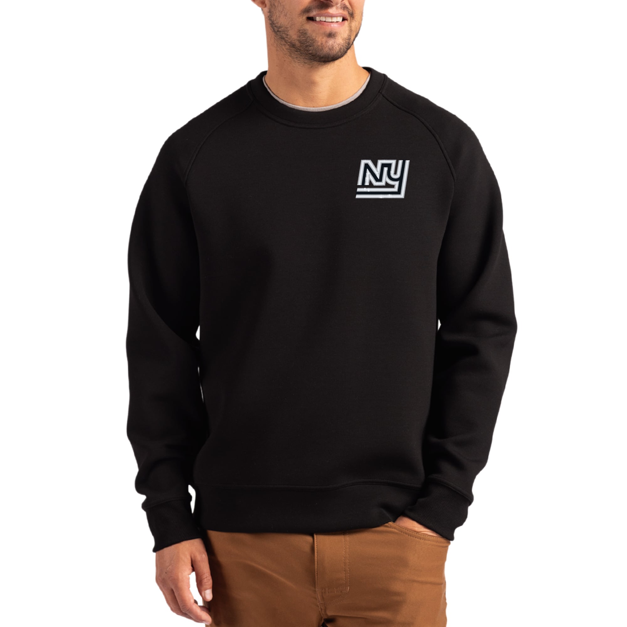 Men’s Cutter & Buck Black New York Giants Throwback Roam Recycled Raglan Pullover Sweatshirt Men’s Cutter & Buck Black New York Giants Throwback Roam Recycled Raglan Pullover Sweatshirt