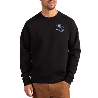 Men's Cutter & Buck Black New York Giants Helmet Roam Recycled Raglan Pullover Sweatshirt
