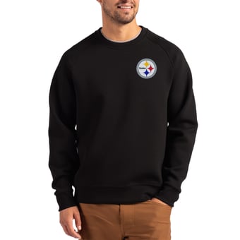 Men's Cutter & Buck Black Pittsburgh Steelers Primary Logo Roam Recycled Raglan Pullover Sweatshirt