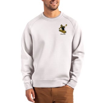 Men's Cutter & Buck Gray Pittsburgh Steelers Throwback Roam Recycled Raglan Pullover Sweatshirt