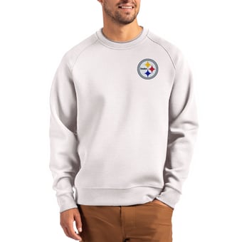 Men's Cutter & Buck Gray Pittsburgh Steelers Primary Logo Roam Recycled Raglan Pullover Sweatshirt