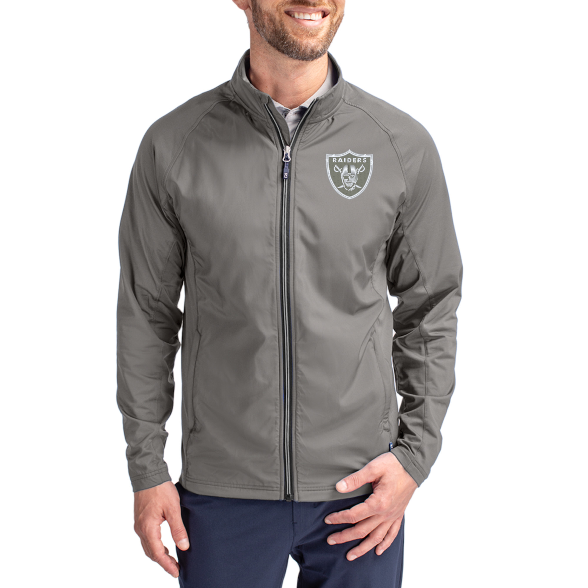 Men's Cutter & Buck Gray Las Vegas Raiders Big & Tall Adapt Eco Hybrid Recycled Full-Zip Jacket
