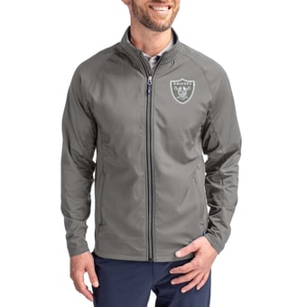 Men's Cutter & Buck Gray Las Vegas Raiders Big & Tall Adapt Eco Hybrid Recycled Full-Zip Jacket