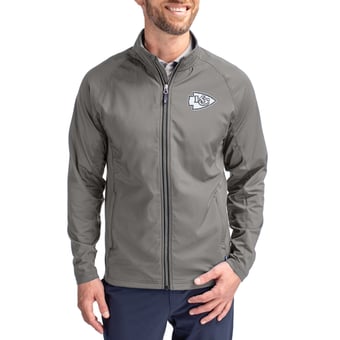 Men's Cutter & Buck Gray Kansas City Chiefs Adapt Eco Hybrid Recycled Full-Zip Jacket