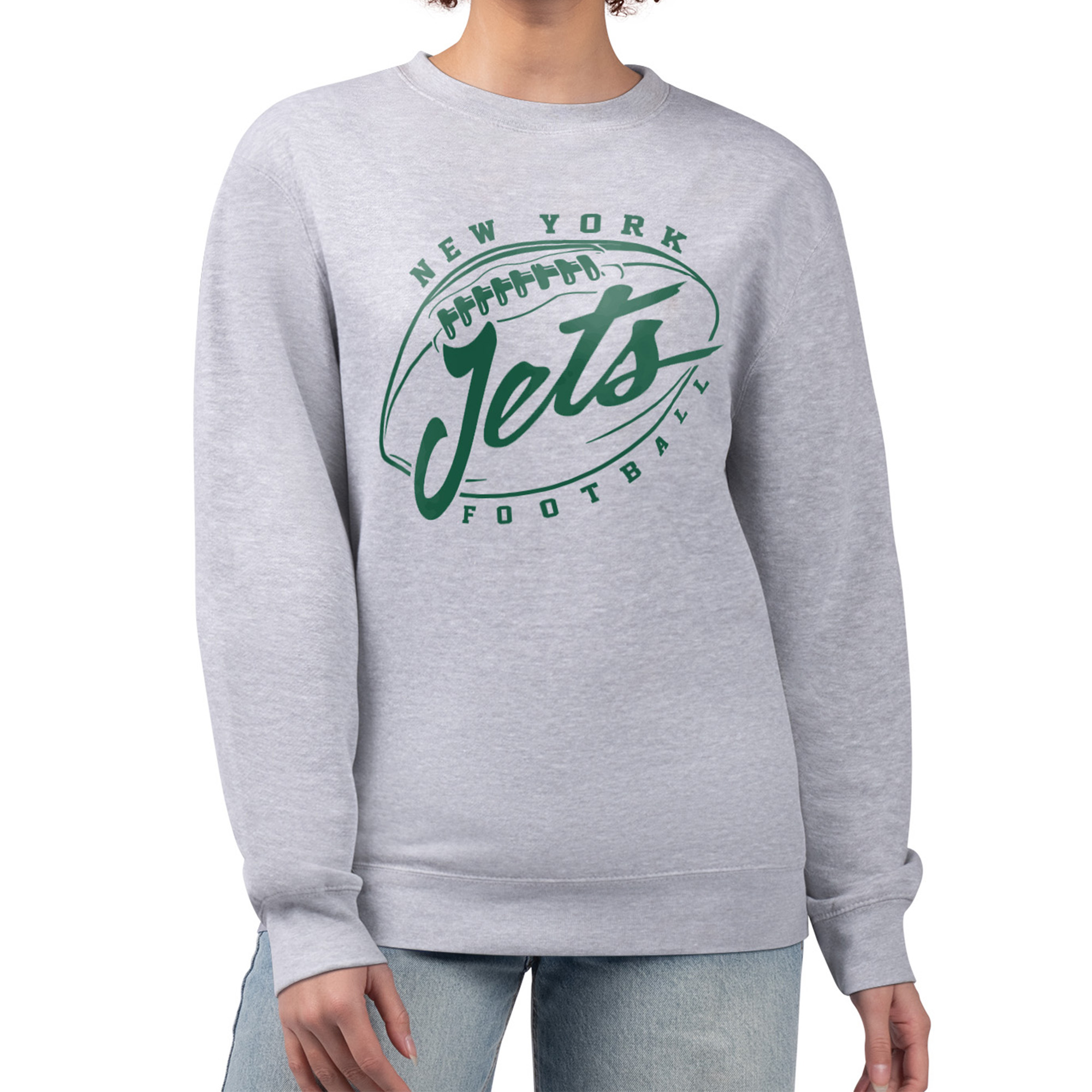 Women's G-III 4Her by Carl Banks Gray New York Jets Football Fleece Pullover Sweatshirt