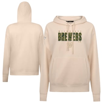Women's Levelwear Khaki Milwaukee Brewers Adorn Protect W Pullover Hoodie
