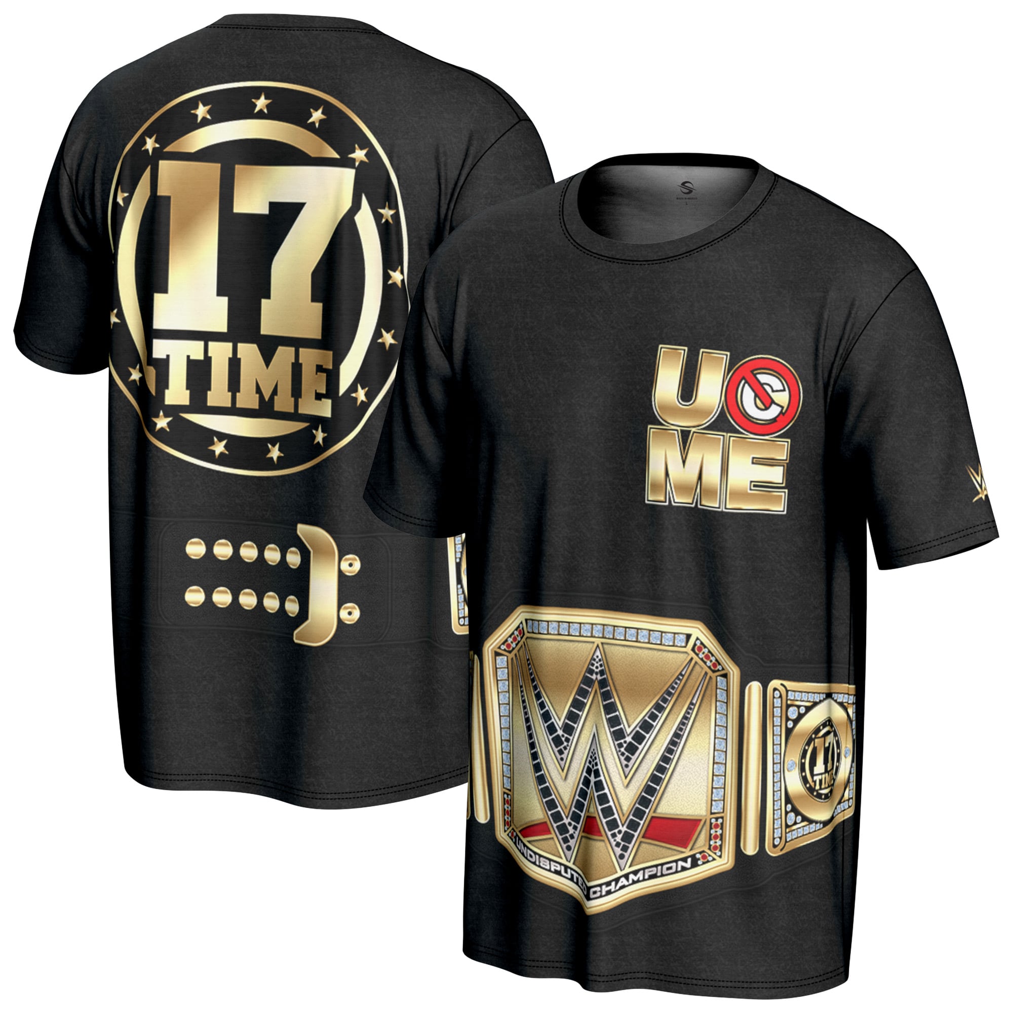 Men's ProSphere Black John Cena 17x Title Belt T-Shirt