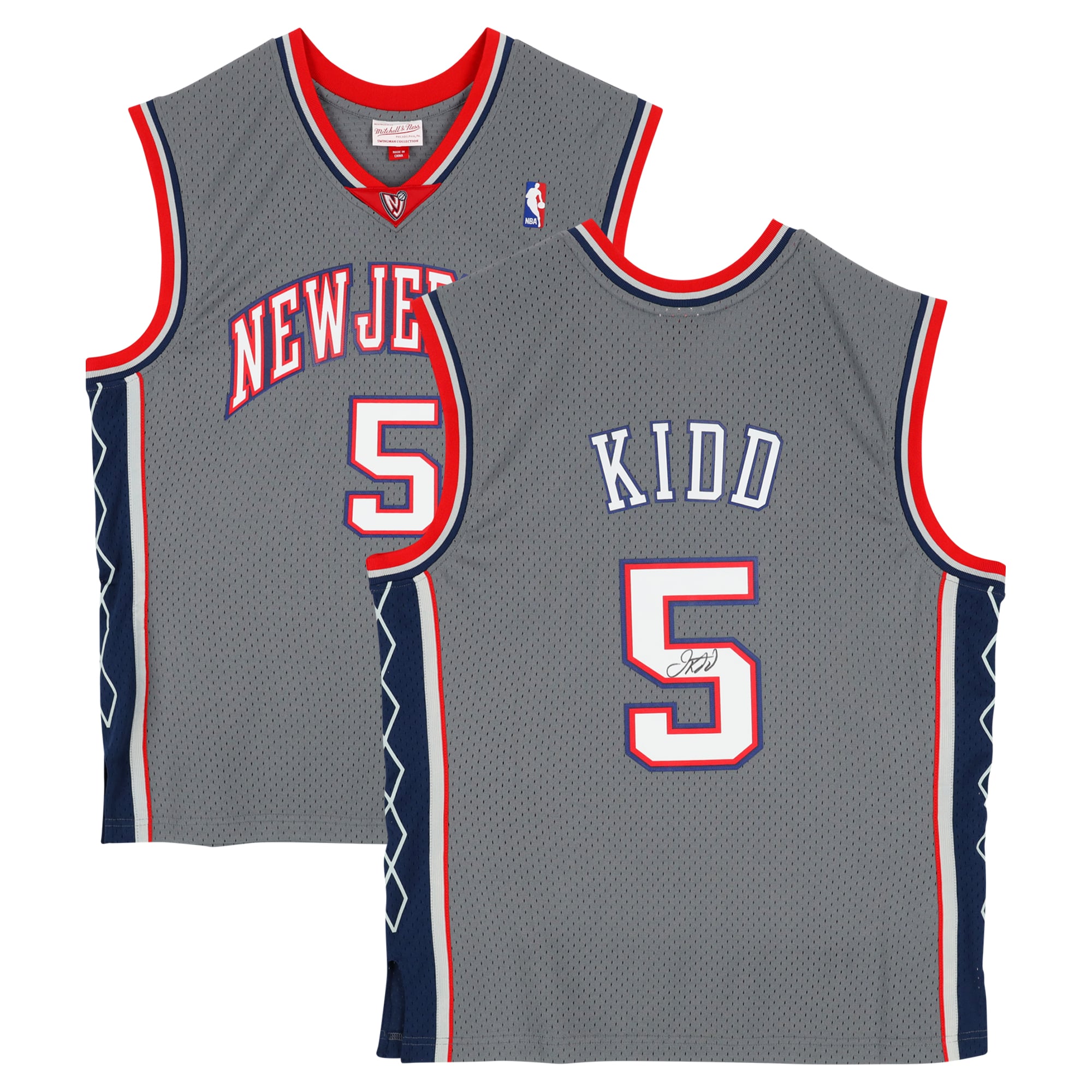 Jason Kidd New Jersey Nets Autographed Gray Mitchell & Ness 2004-05 Swingman Jersey