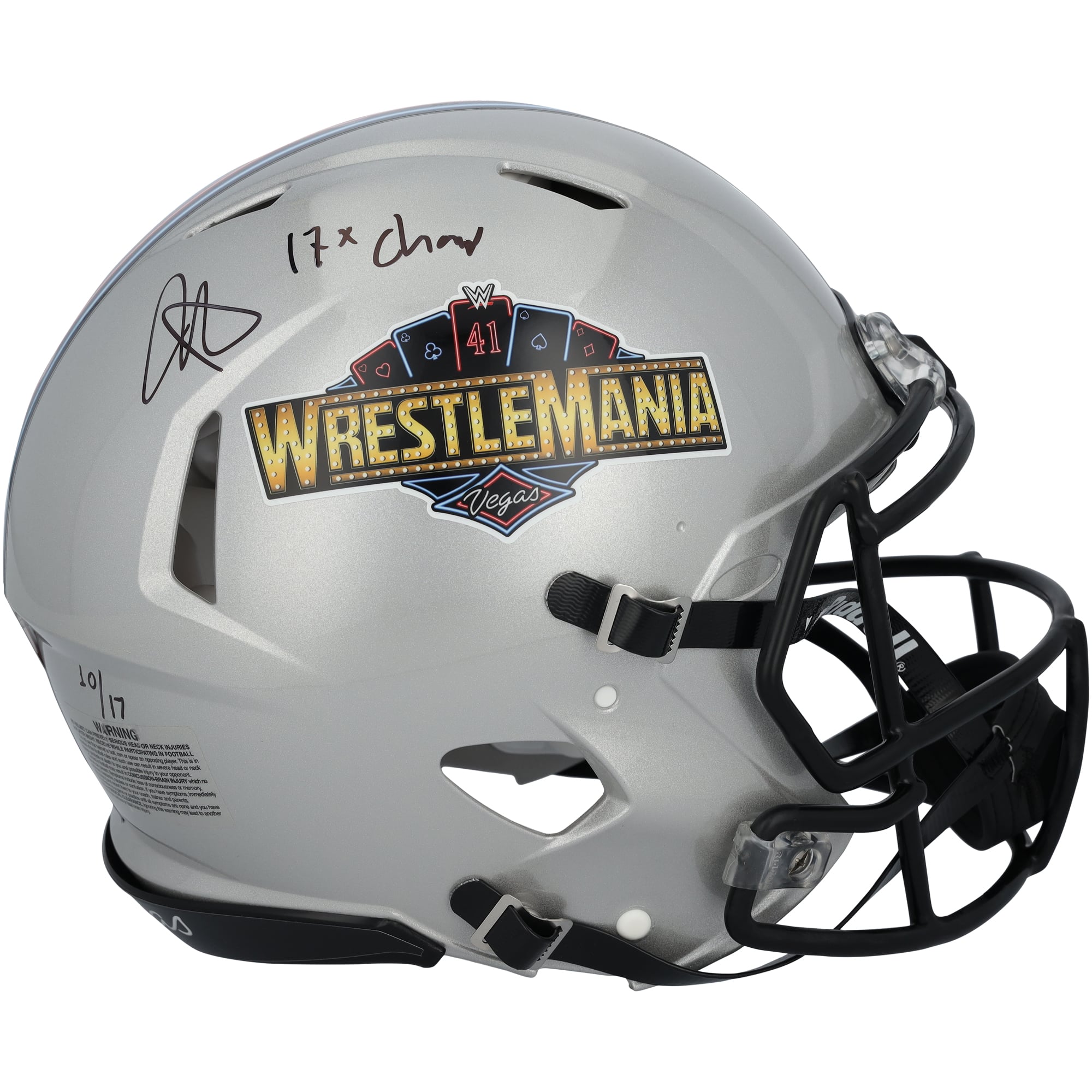 John Cena WWE Autographed Riddell WrestleMania 41 Speed Authentic Helmet with "17x Champ" Inscription - Limited Edition of 17