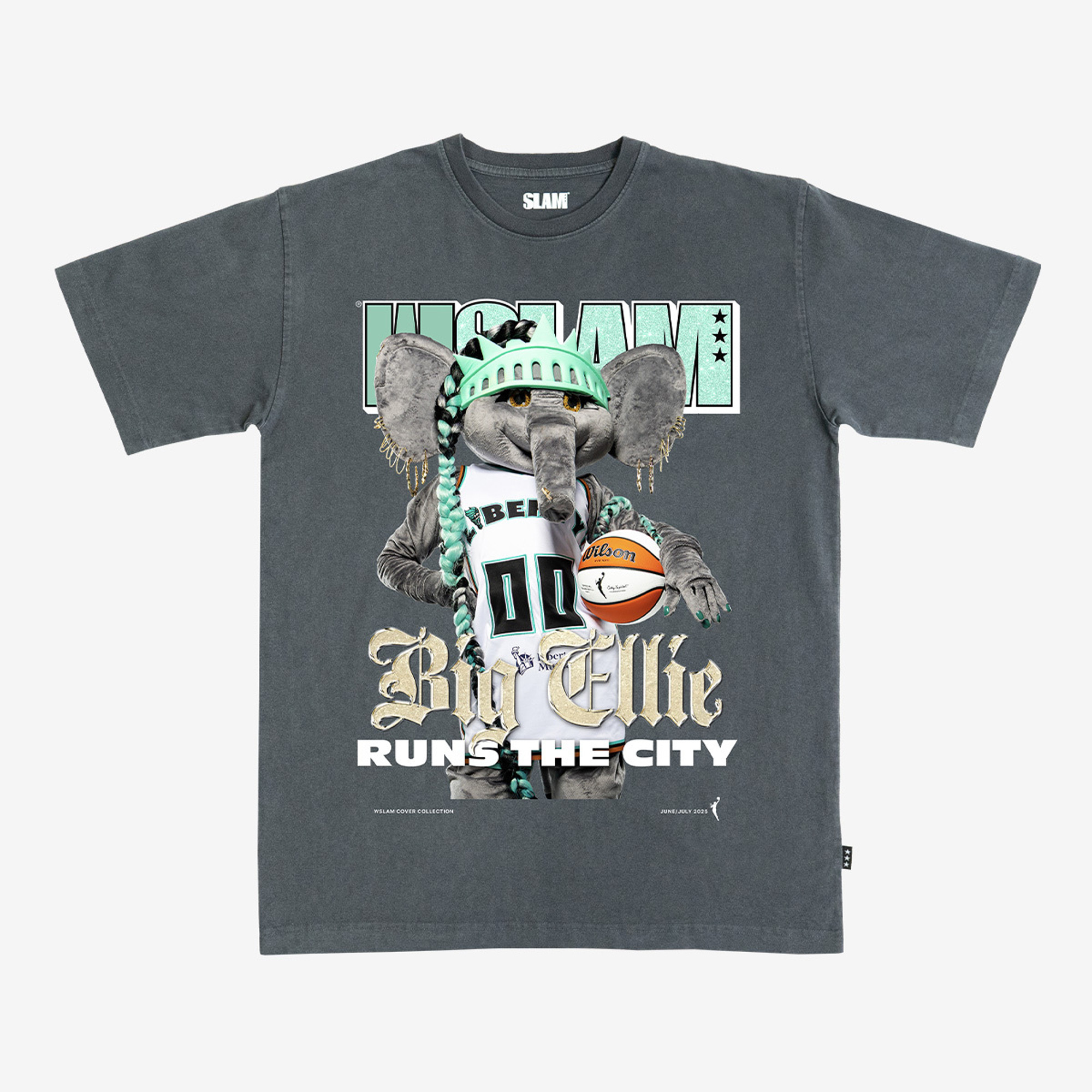 Unisex SLAM Charcoal New York Liberty June/July 2025 Cover T-Shirt Unisex SLAM Charcoal New York Liberty June/July 2025 Cover T-Shirt
