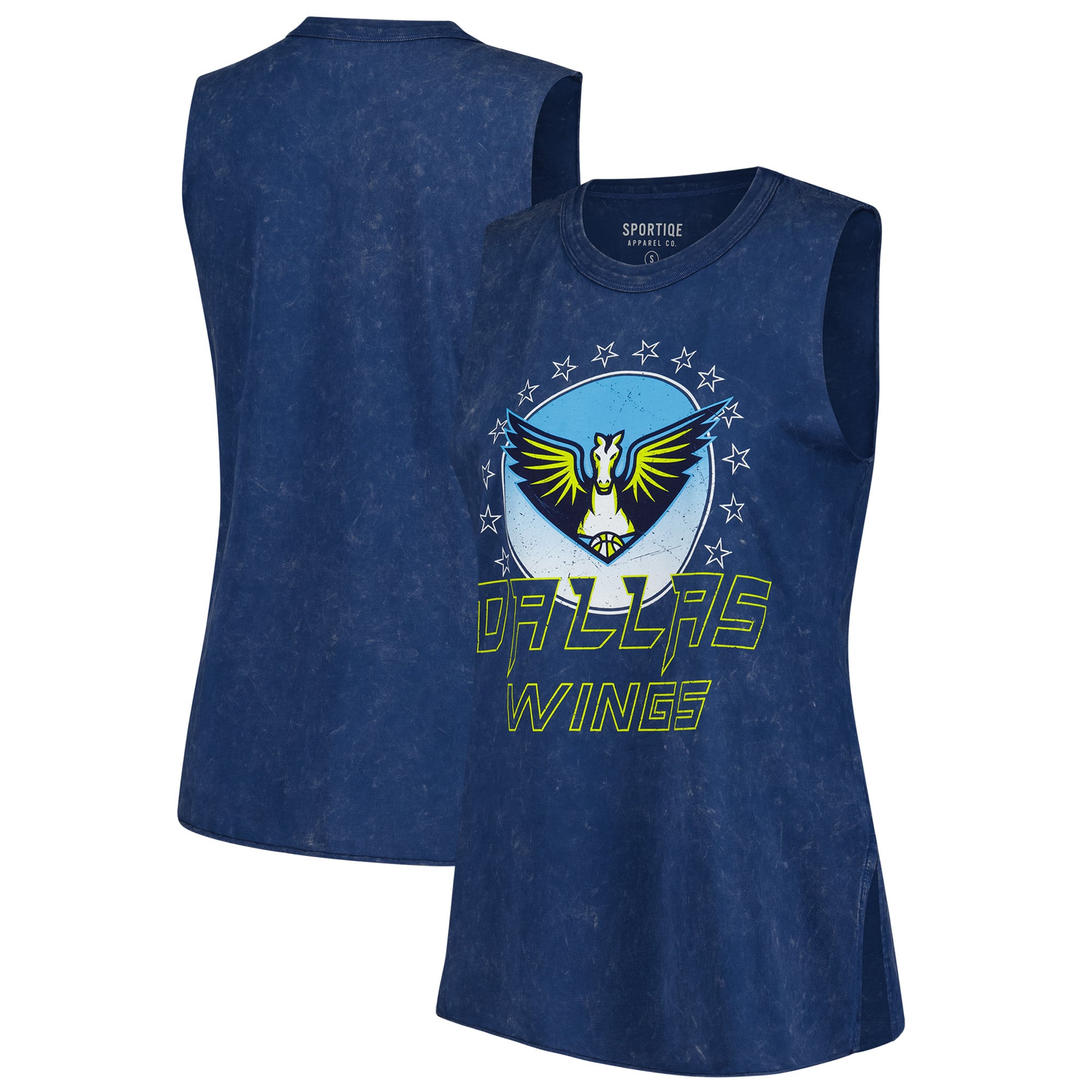 Women's Sportiqe Navy Dallas Wings Rock & Roll Collection Turner Mineral Wash Tank