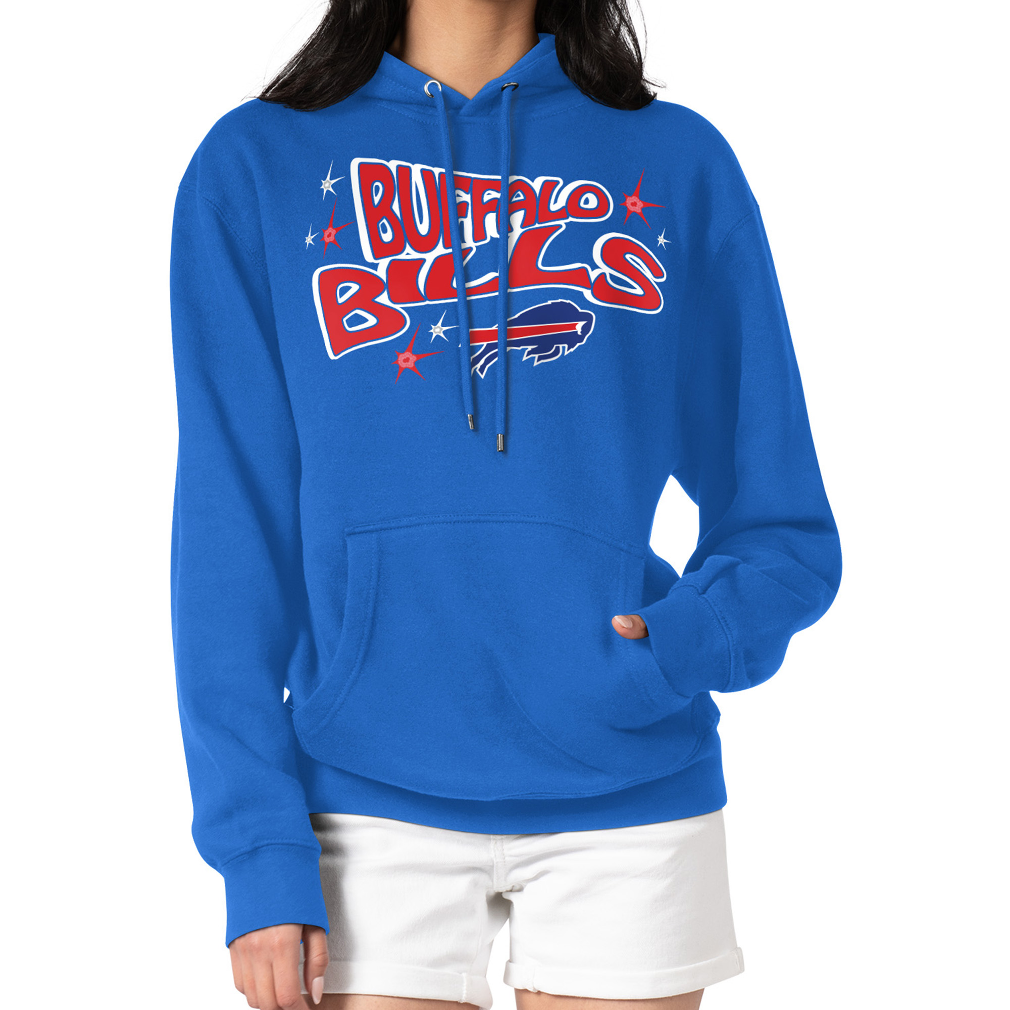 Women's Starter Royal Buffalo Bills Fireworks Fleece Pullover Hoodie
