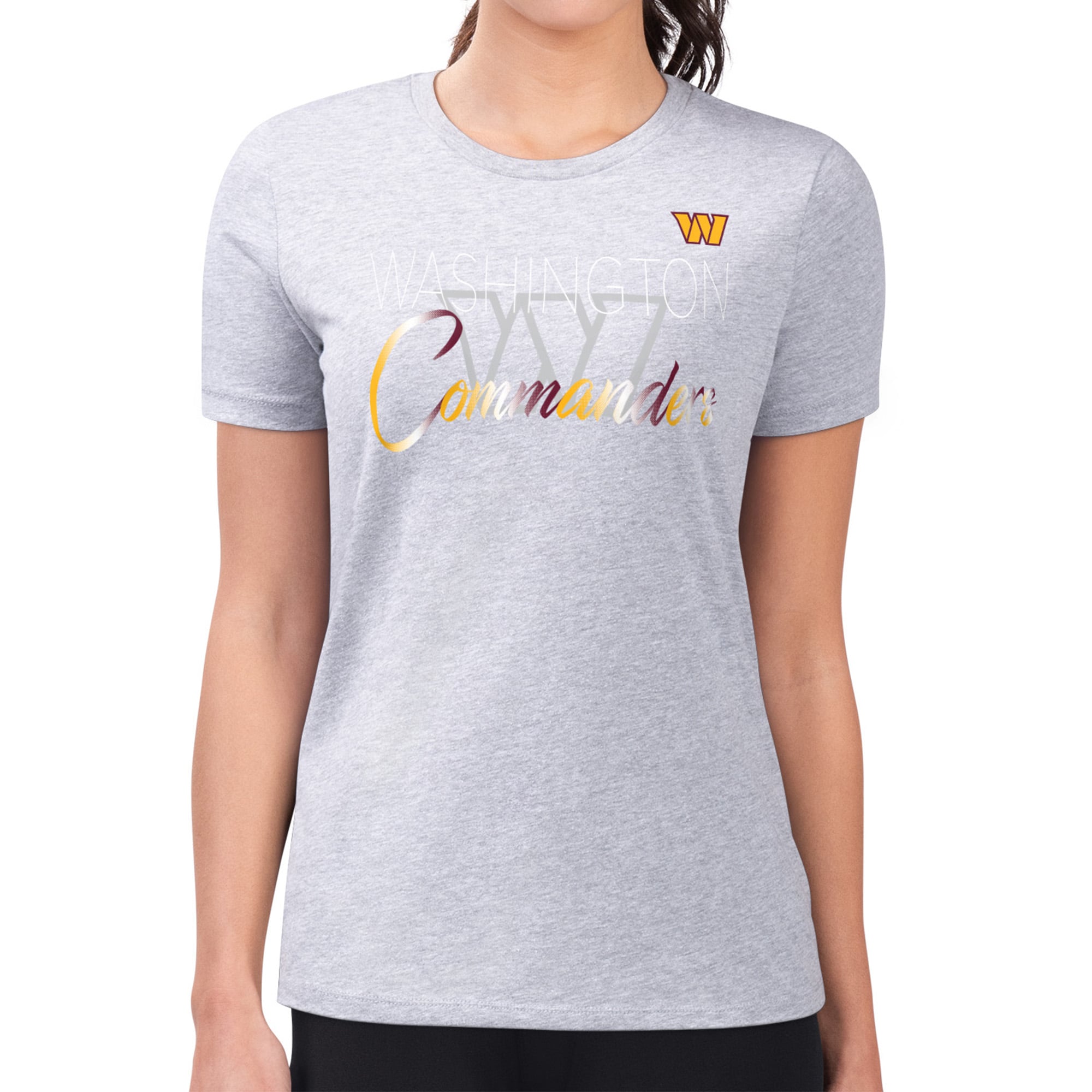 Women's G-III 4Her by Carl Banks  Gray Washington Commanders Super-Slim Fit Lightweight Shadow Logo T-Shirt