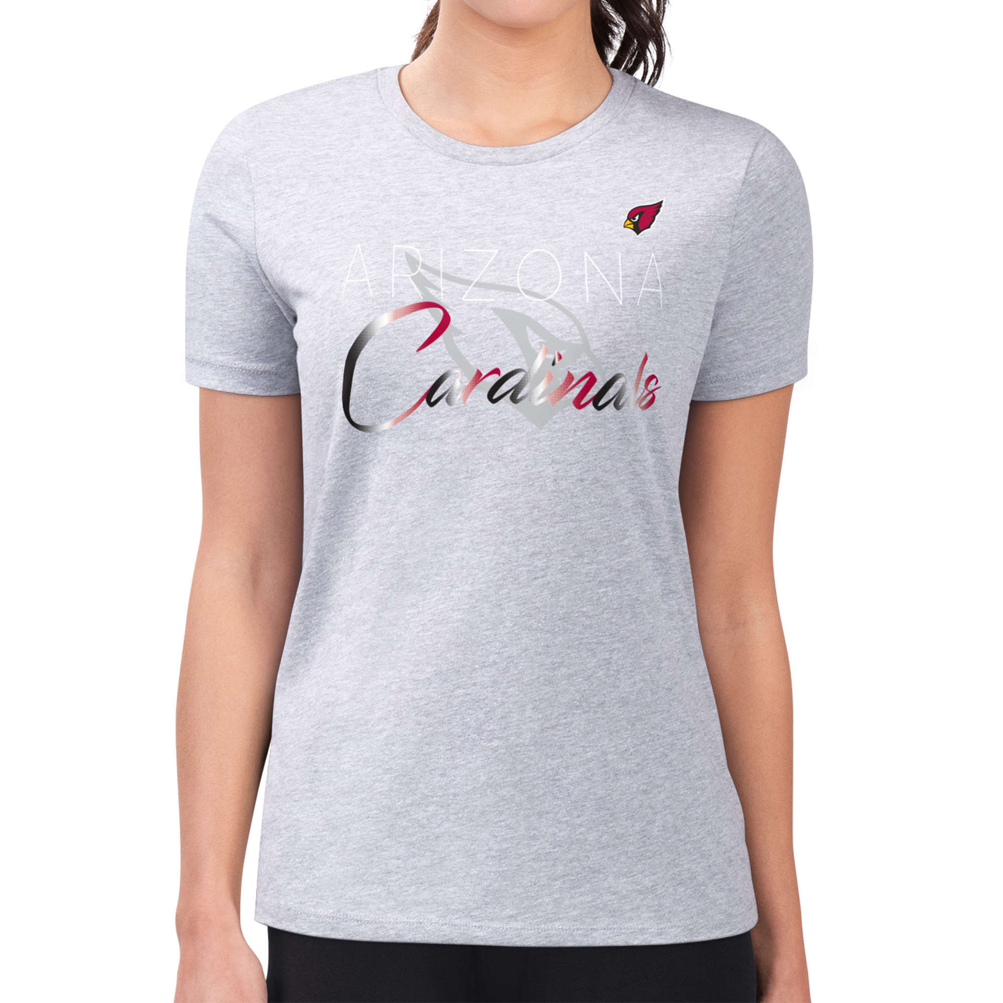 Women's G-III 4Her by Carl Banks Gray Arizona Cardinals Super-Slim Fit Lightweight Shadow Logo T-Shirt