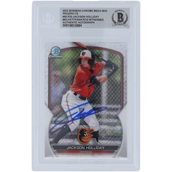 Jackson Holliday Baltimore Orioles Autographed 2023 Bowman Chrome Prospect Mega Box #BCP-20 Beckett Fanatics Witnessed Authenticated Card
