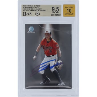 Jackson Holliday Baltimore Orioles Autographed 2023 Bowman Chrome Spotlights #BS-6 Beckett Fanatics Witnessed Authenticated 9.5/10 Card