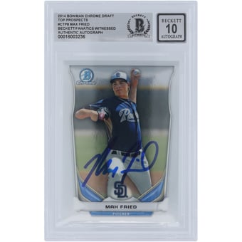 Max Fried San Diego Padres Autographed 2014 Bowman Chrome Draft Top Prospects #CTP-8 Beckett Fanatics Witnessed Authenticated 10 Card