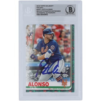 Pete Alonso New York Mets Autographed 2019 Topps Holiday Walmart #HW71 Beckett Fanatics Witnessed Authenticated Rookie Card