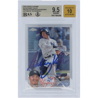 Anthony Volpe New York Yankees Autographed 2023 Topps Chrome #4 Beckett Fanatics Witnessed Authenticated 9.5/10 Rookie Card
