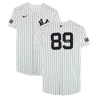 Jasson Domínguez New York Yankees Autographed Player-Worn #89 White Nike Pinstripe Jersey vs. Cleveland Guardians on October 14, 2024