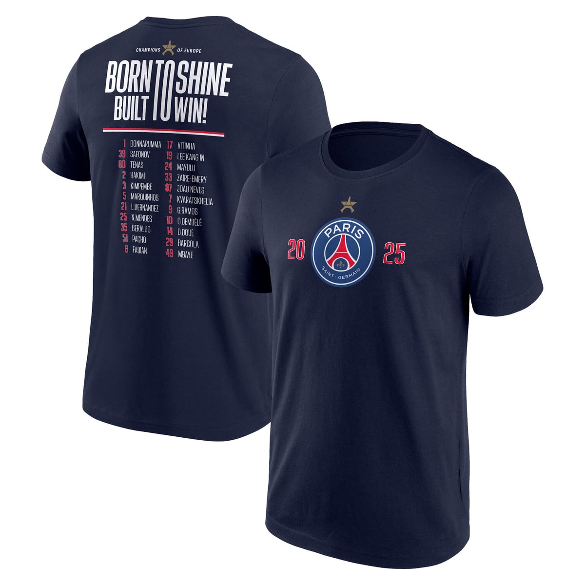 T-Shirt PSG Champions d'Europe Roster - Bleu - Homme
