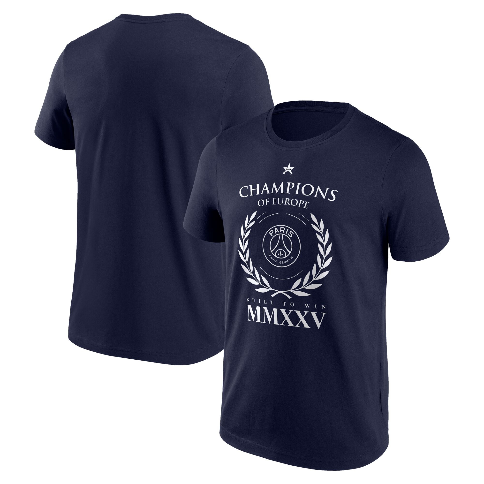 PSG European Champions Numerals Graphic T-Shirt - Navy - Mens