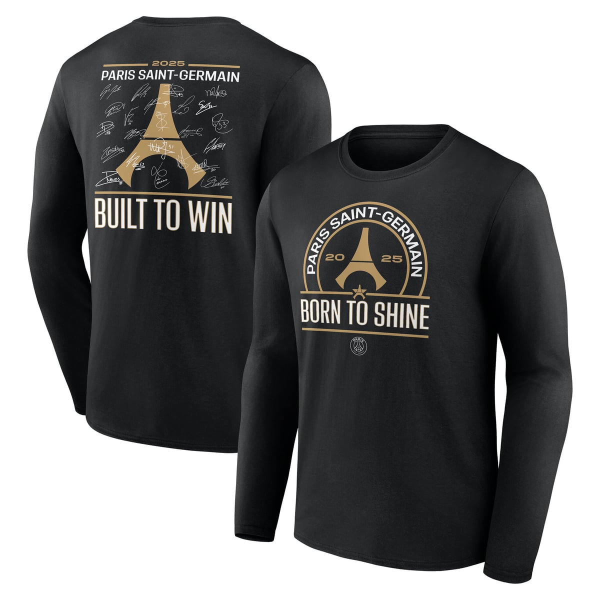 T-Shirt manches longues PSG Champions d'Europe Signature Roster - Noir - Homme