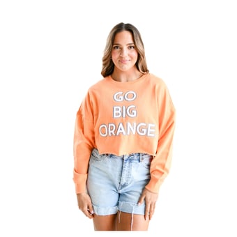 Women's Tennessee Volunteers Gameday Social Orange Raw Edge Boxy Cropped Sweatshirt