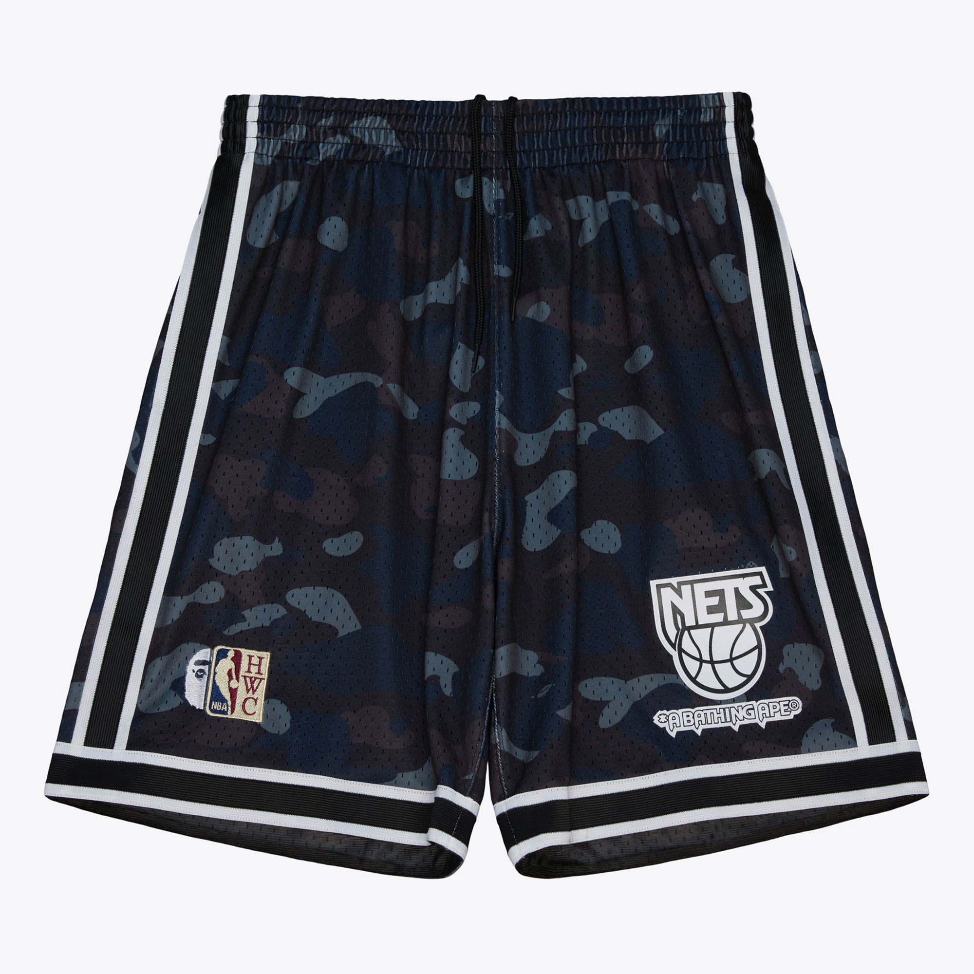 Men's Mitchell & Ness x BAPE  Black New Jersey Nets Mesh Shorts