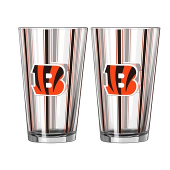Logo Brands Cincinnati Bengals Two-Piece 16oz. Striped Pint Glass Set