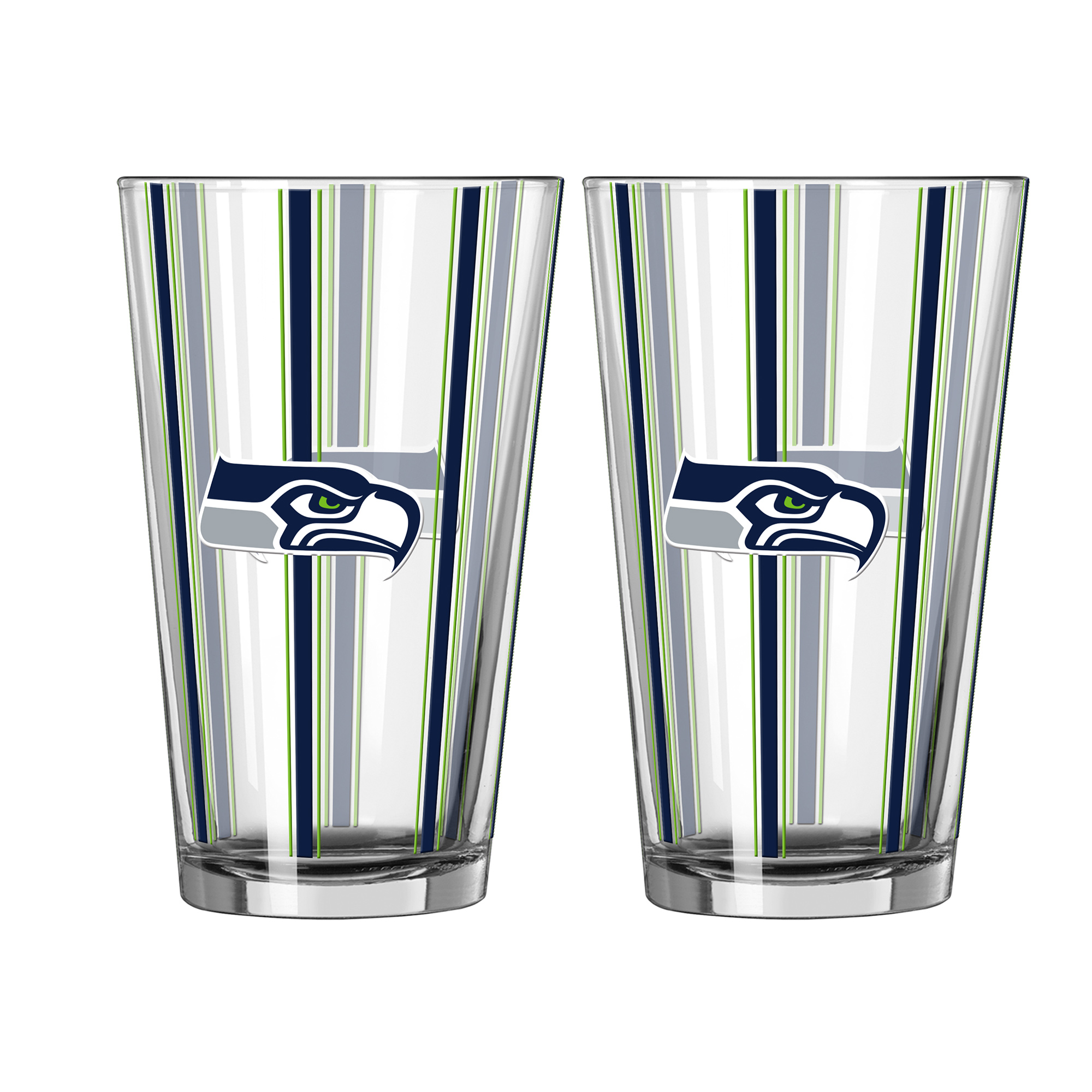 Logo Brands Seattle Seahawks Two-Piece 16oz. Striped Pint Glass Set