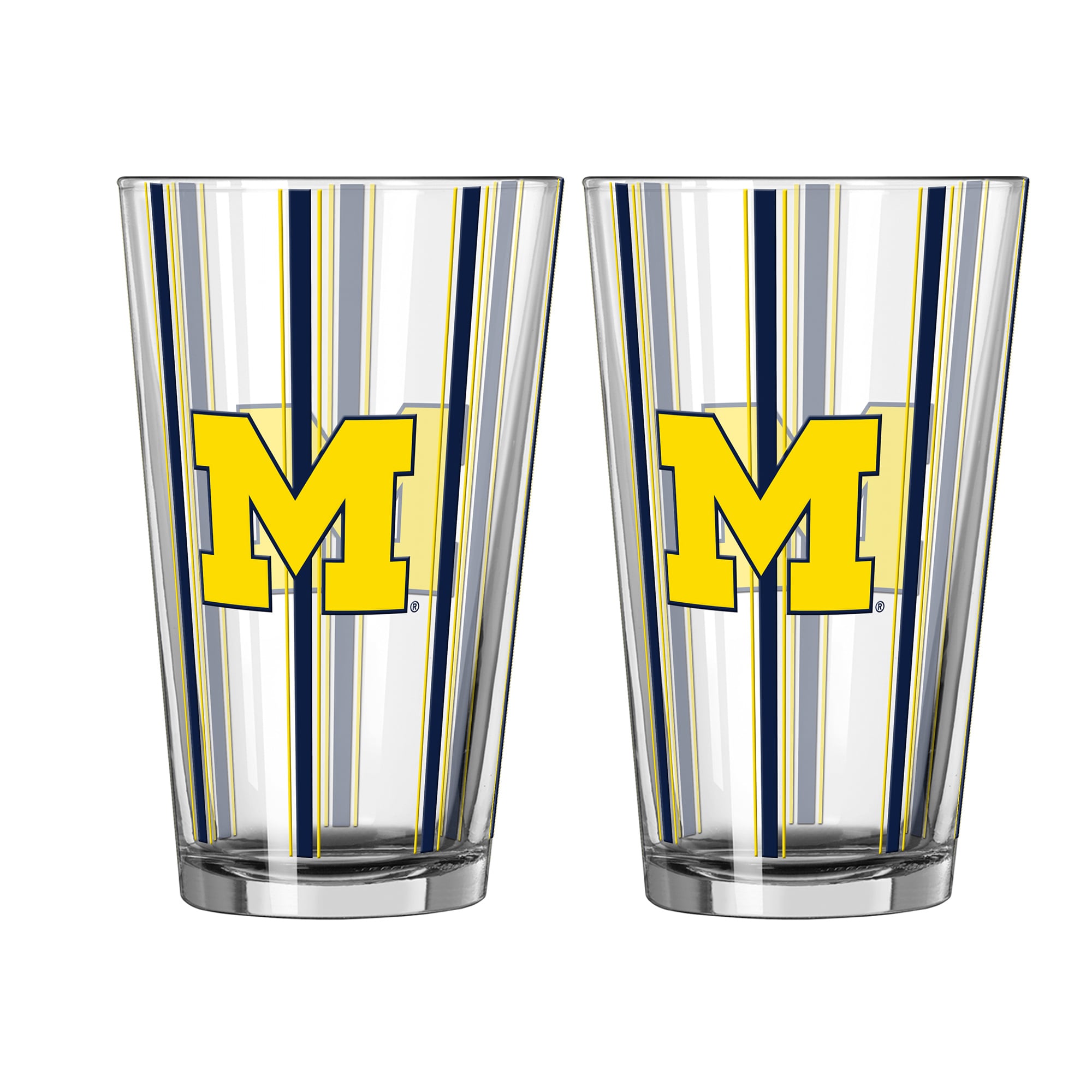Logo Brands Michigan Wolverines Two-Piece 16oz. Striped Pint Glass Set