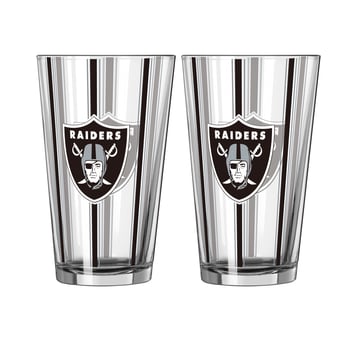 Logo Brands Las Vegas Raiders Two-Piece 16oz. Striped Pint Glass Set