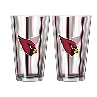 Logo Brands Arizona Cardinals Two-Piece 16oz. Striped Pint Glass Set