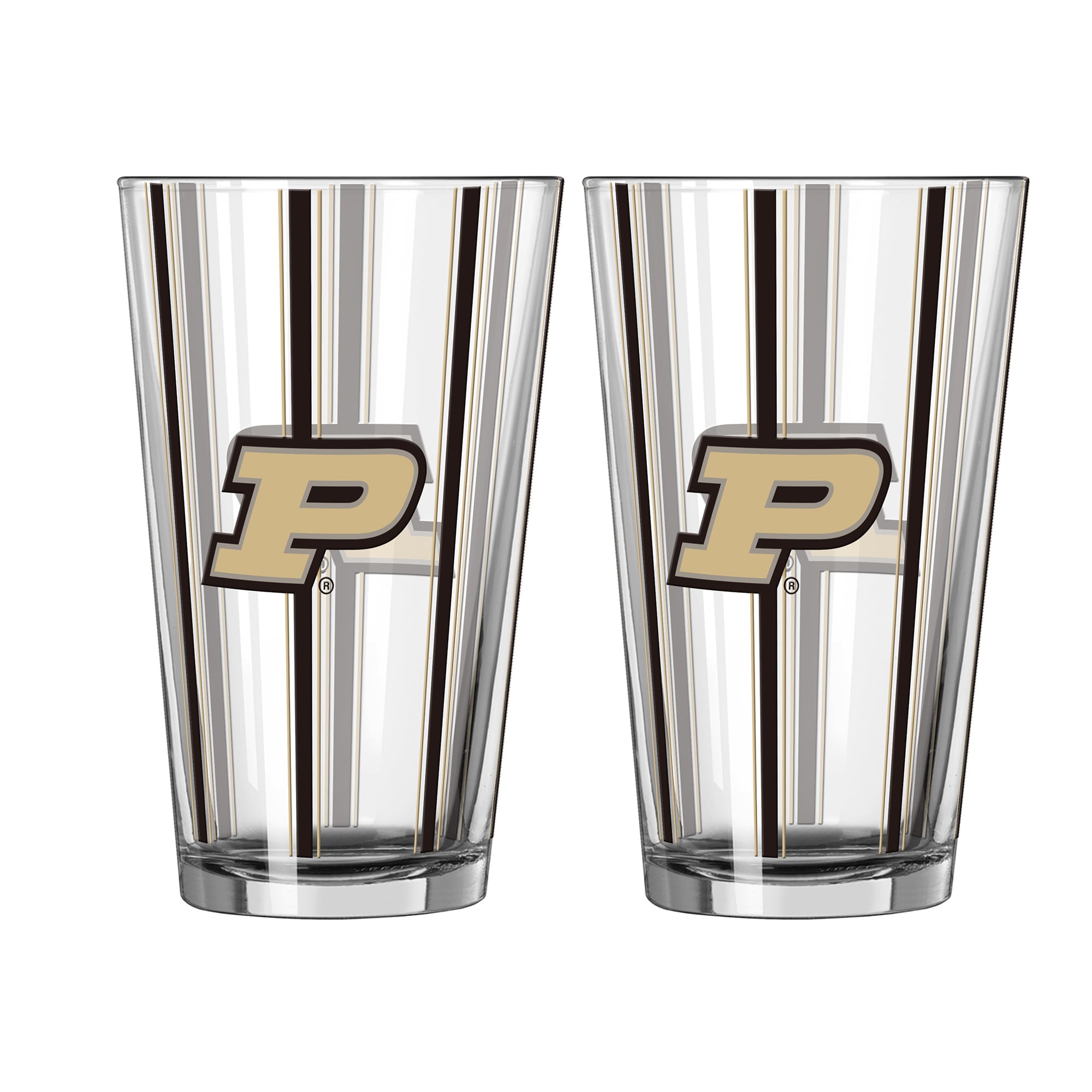 Logo Brands Purdue Boilermakers Two-Piece 16oz. Striped Pint Glass Set