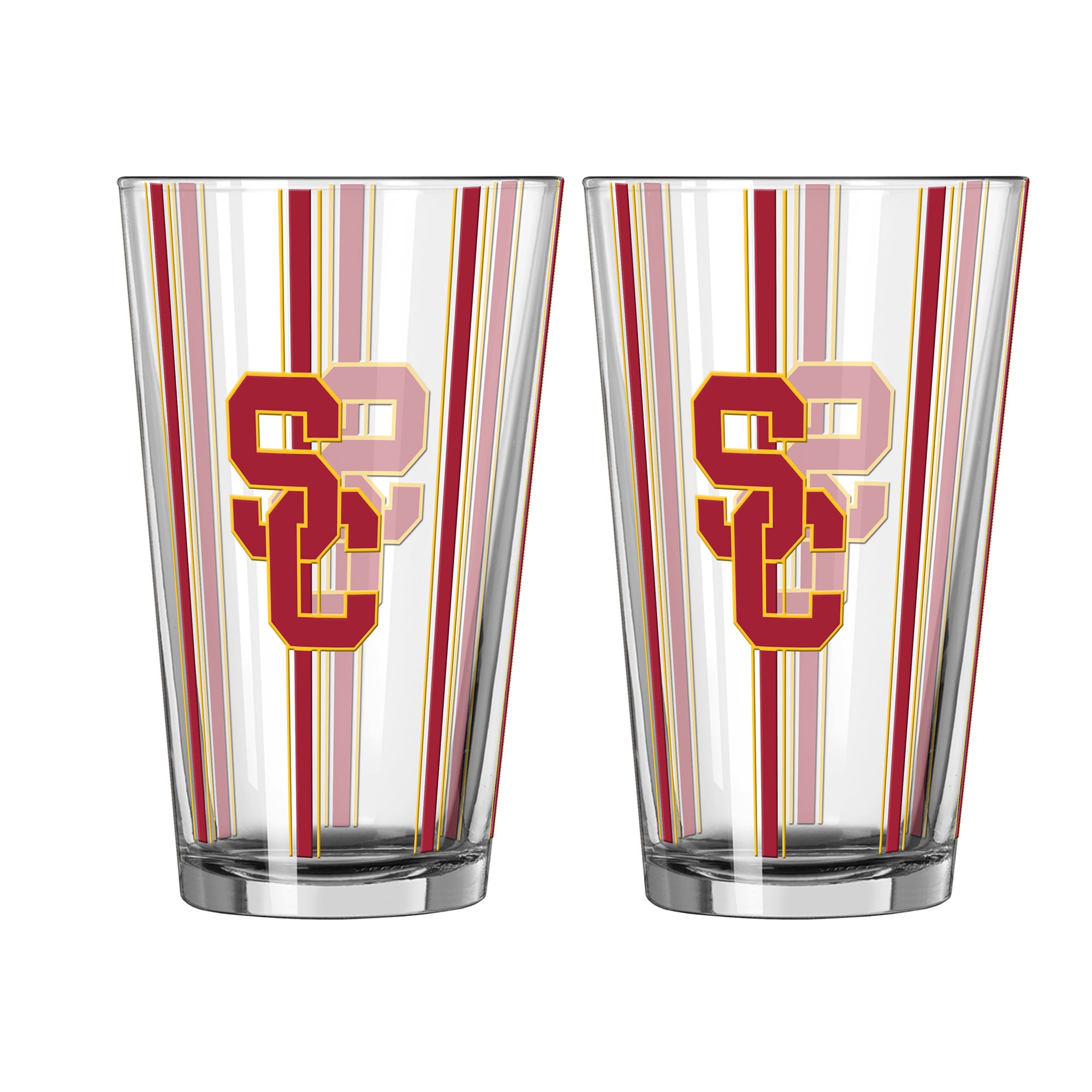 Logo Brands USC Trojans Two-Piece 16oz. Striped Pint Glass Set