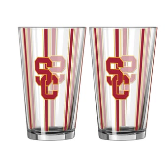 Logo Brands USC Trojans Two-Piece 16oz. Striped Pint Glass Set