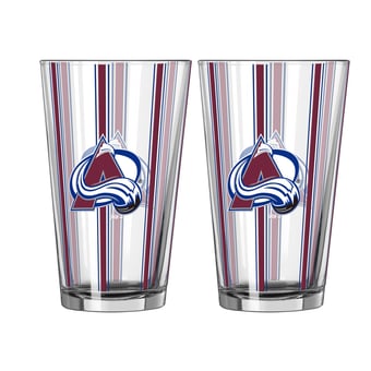 Logo Brands Colorado Avalanche Two-Piece 16oz. Striped Pint Glass Set