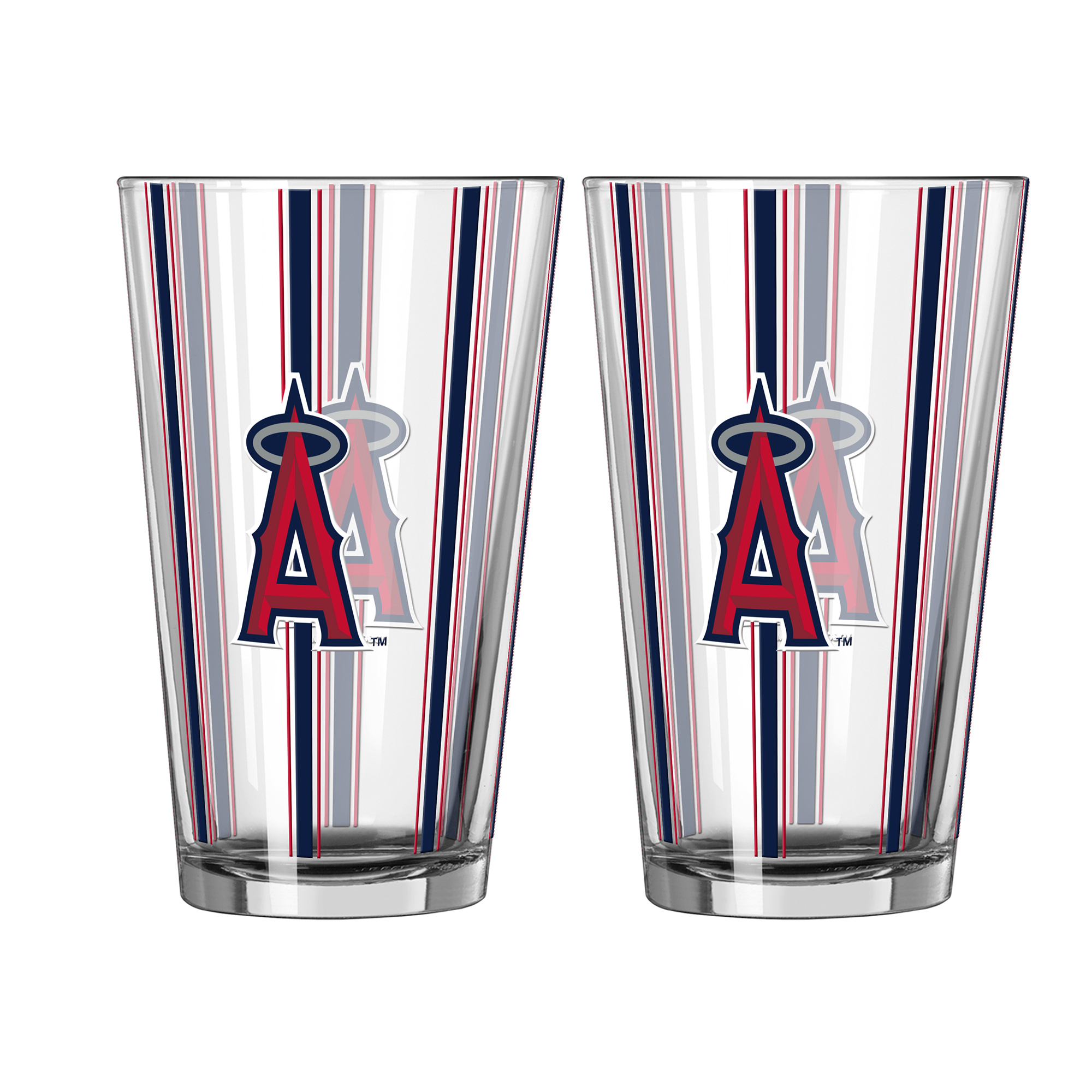 Logo Brands Los Angeles Angels Two-Piece 16oz. Striped Pint Glass Set