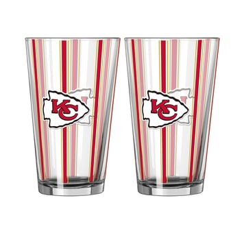 Logo Brands Kansas City Chiefs Two-Piece 16oz. Striped Pint Glass Set